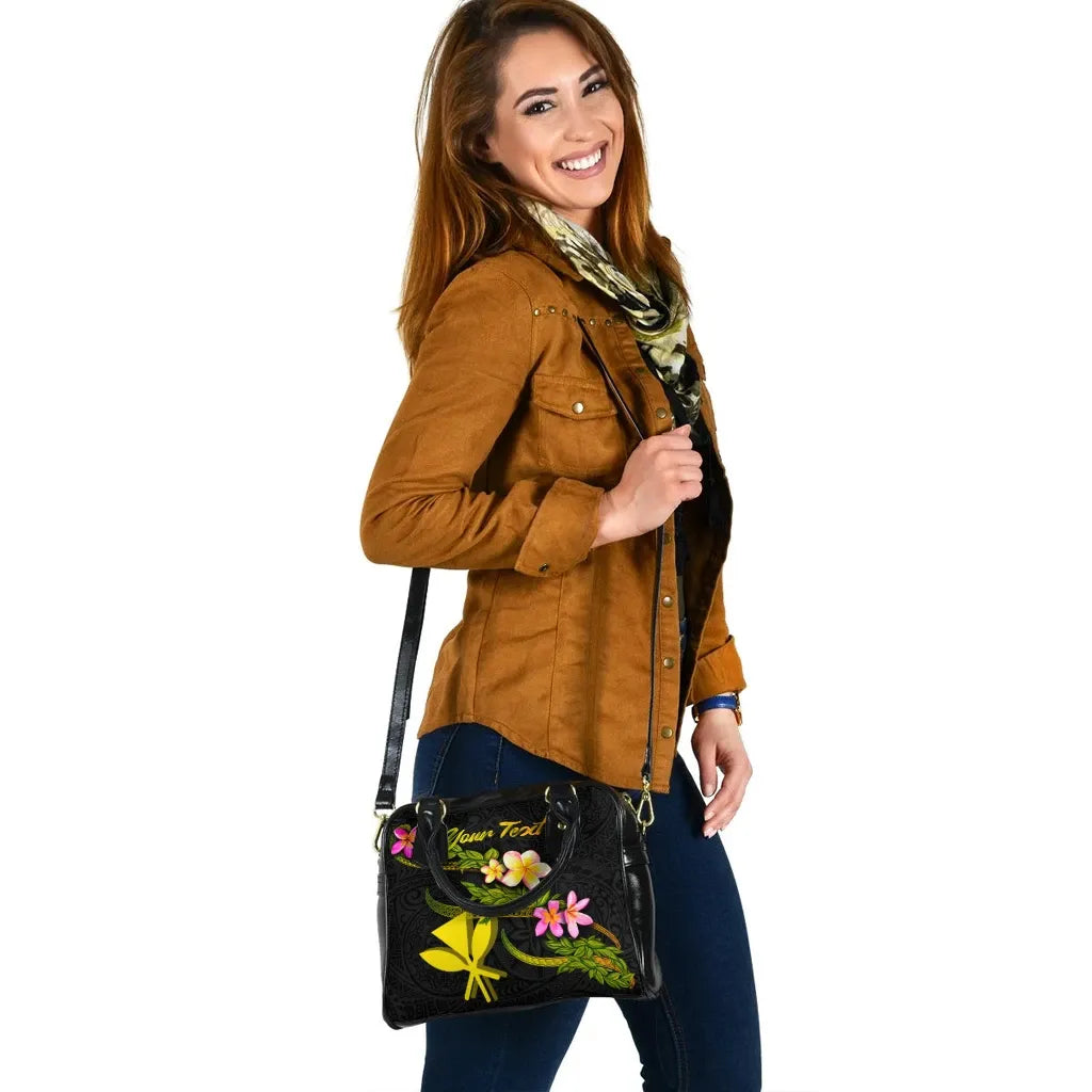 Hawaii Polynesian Custom Personalised Shoulder Handbag - Plumeria Tribal