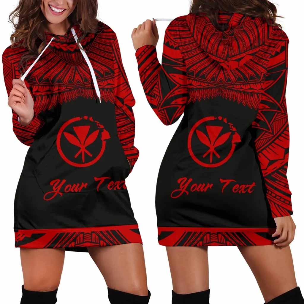 Hawaii Polynesian Custom Personalised Female Hoodie Dress - Hawaii Pride Red Version