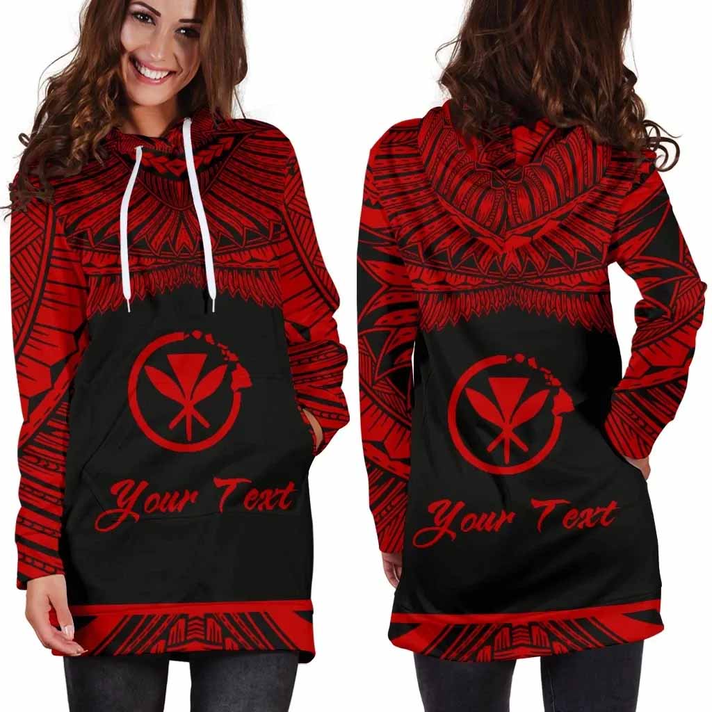 Hawaii Polynesian Custom Personalised Female Hoodie Dress - Hawaii Pride Red Version