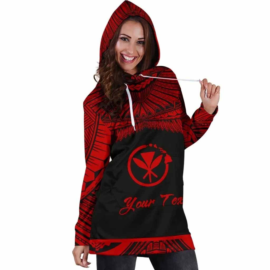 Hawaii Polynesian Custom Personalised Female Hoodie Dress - Hawaii Pride Red Version