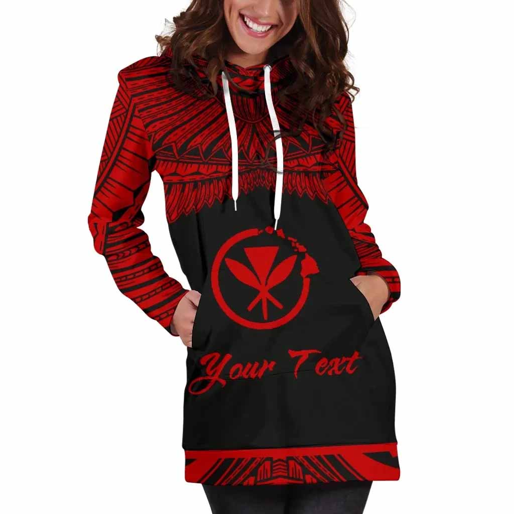 Hawaii Polynesian Custom Personalised Female Hoodie Dress - Hawaii Pride Red Version