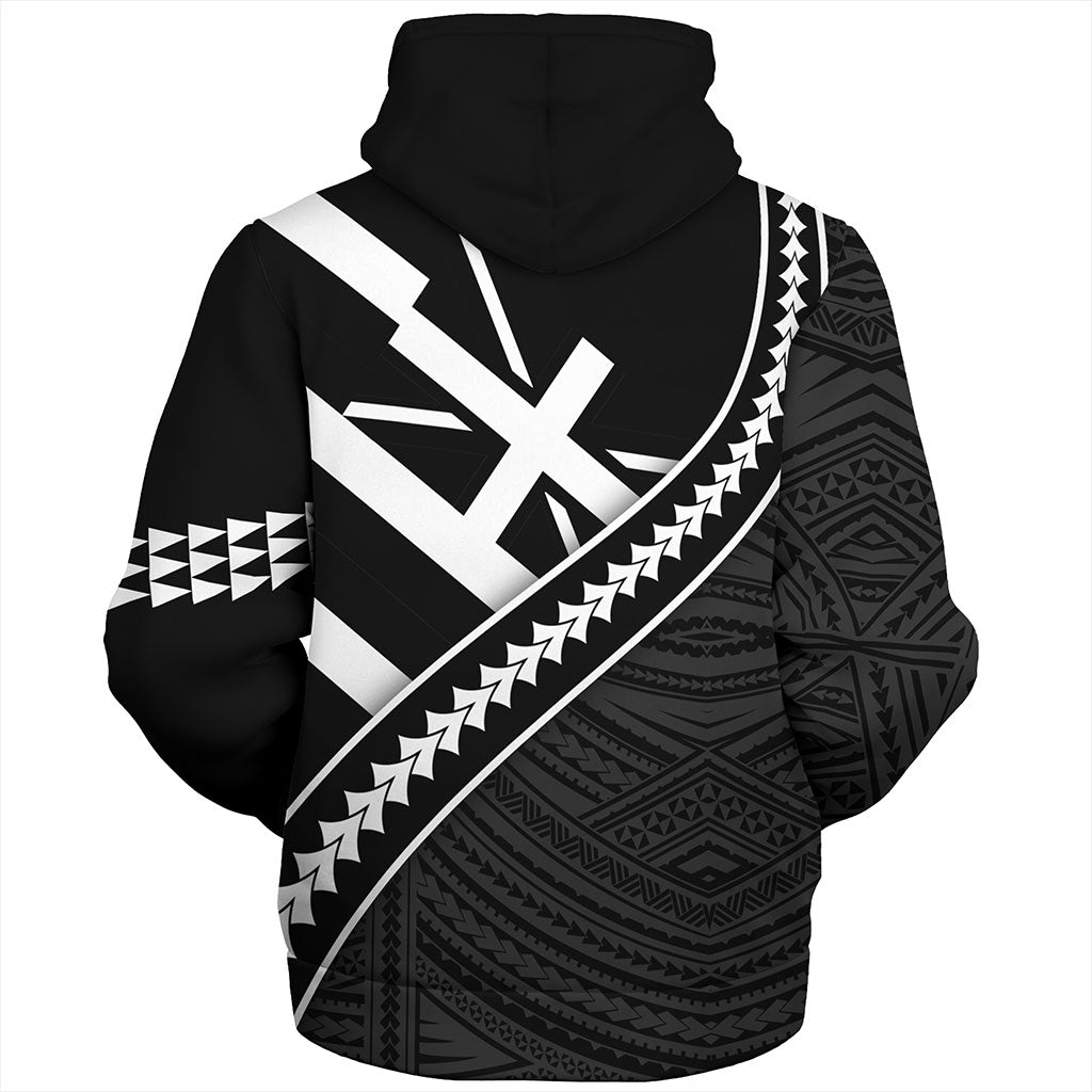 Hawaii Sherpa Hoodie Polynesian Flag Black Unique Style