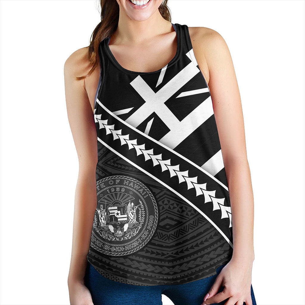 Hawaii Women Tank Polynesian Flag Black Unique Style