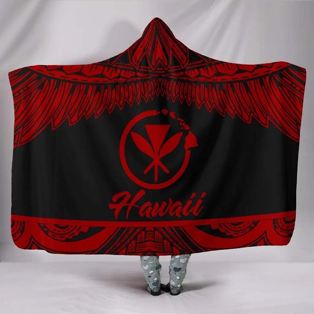 Hawaii Polynesian Hooded Blanket - Hawaii Pride Red Version