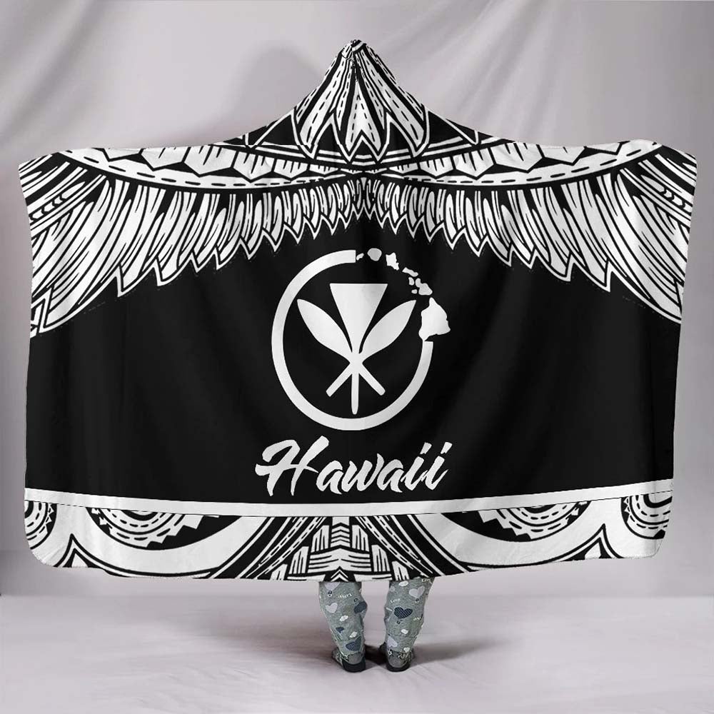 Hawaii Polynesian Hooded Blanket - Hawaii Pride White Version