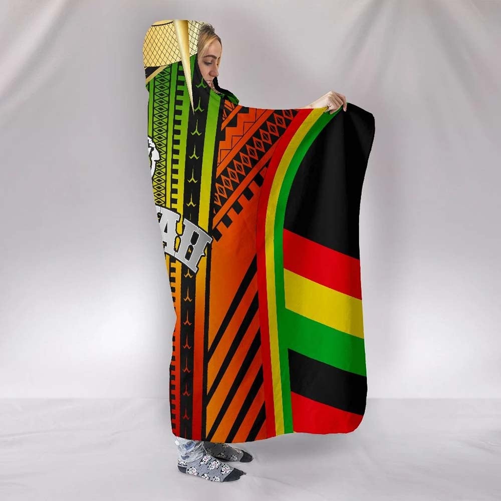 Hawaii Polynesian Hooded Blanket - Tribal Ornamental