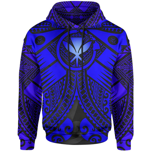 Hawaii Polynesian Hoodie - Blue Kanaka Maoli Map