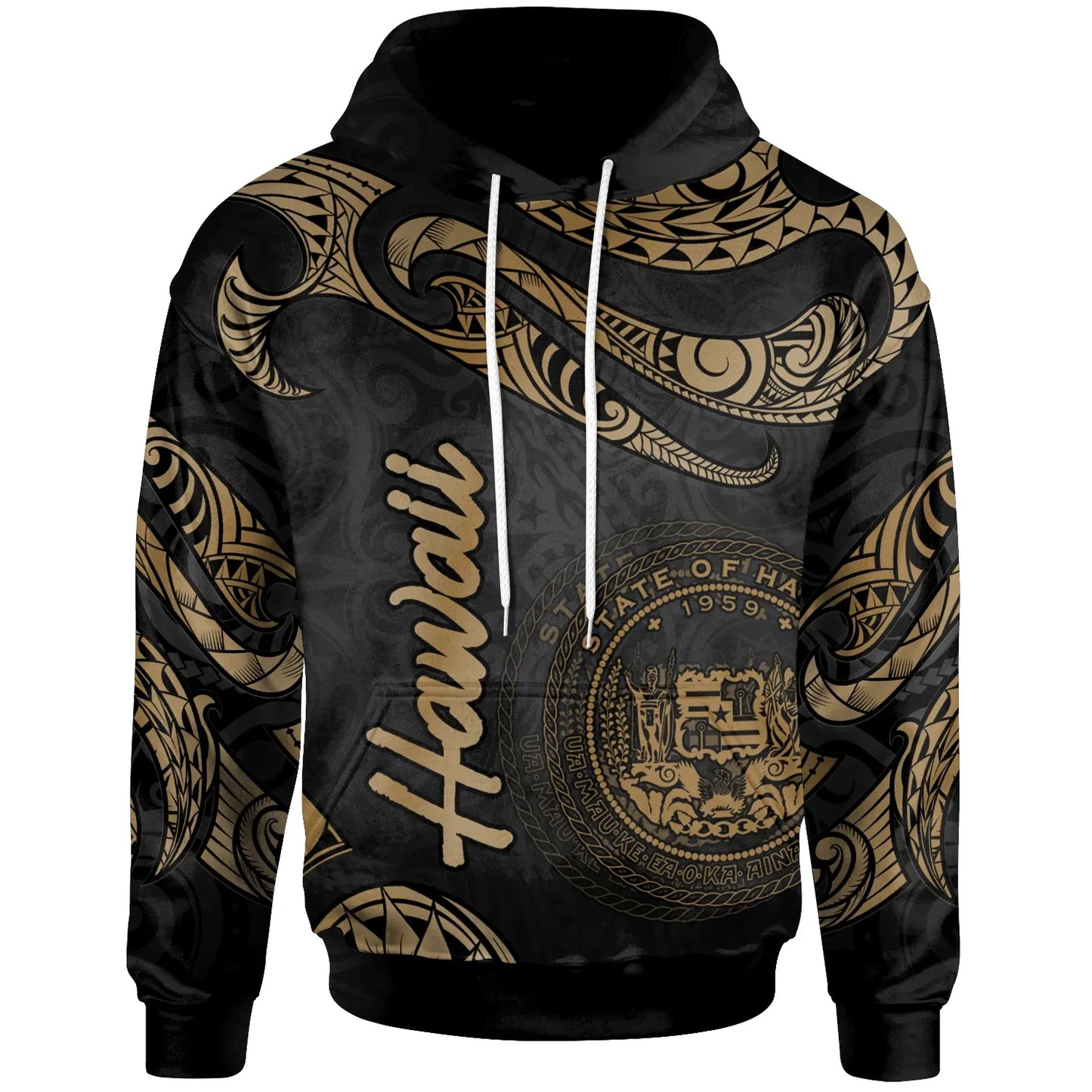 Hawaii Polynesian Hoodie - Poly Tattoo Gold Version