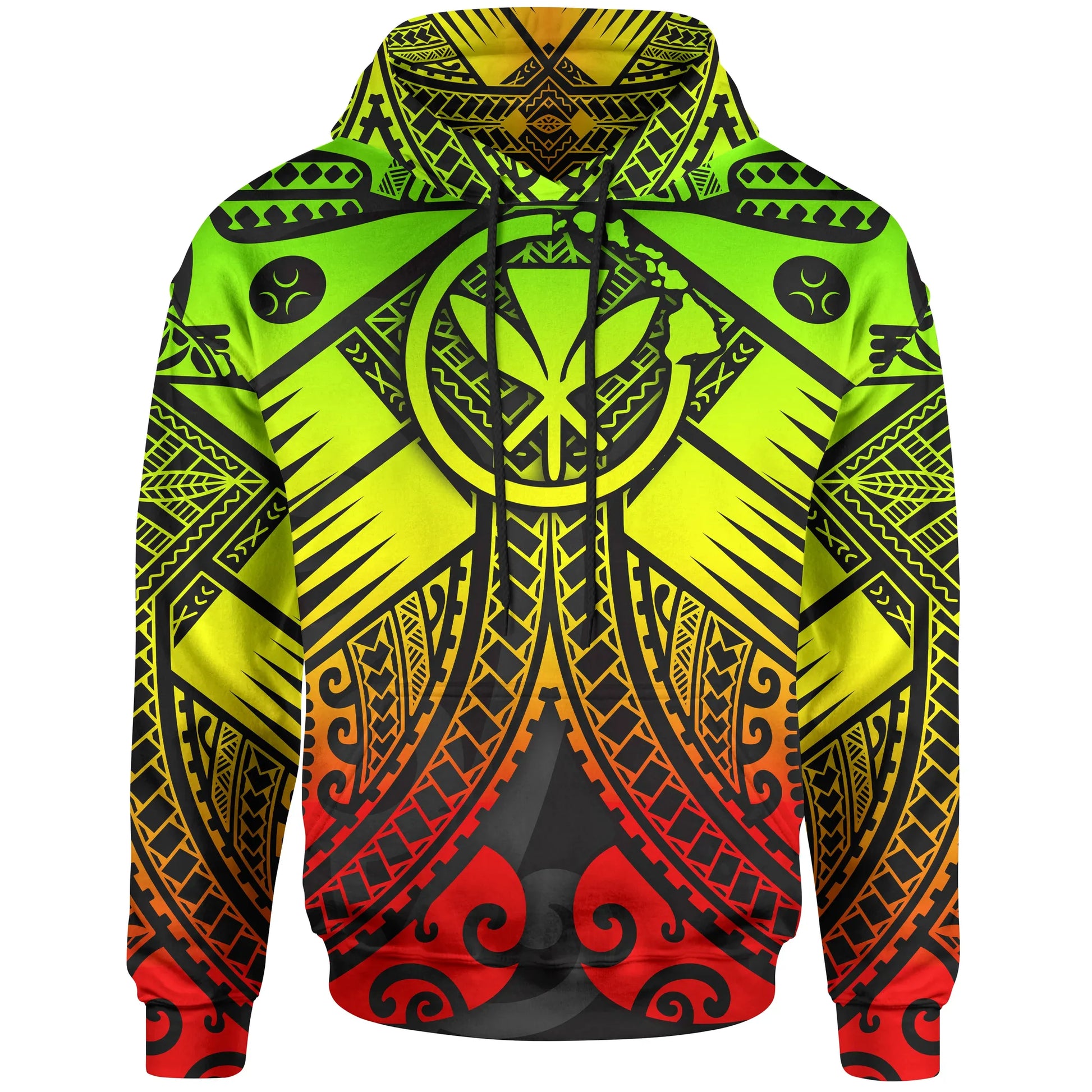 Hawaii Polynesian Hoodie - Reggae Kanaka Maoli Map