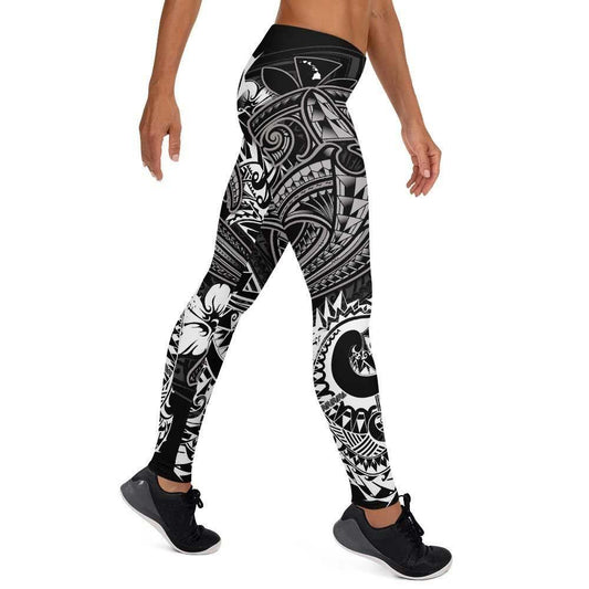 Hawaii Polynesian Legging - Kanaka Maoli White Shark Polynesian Tattoo