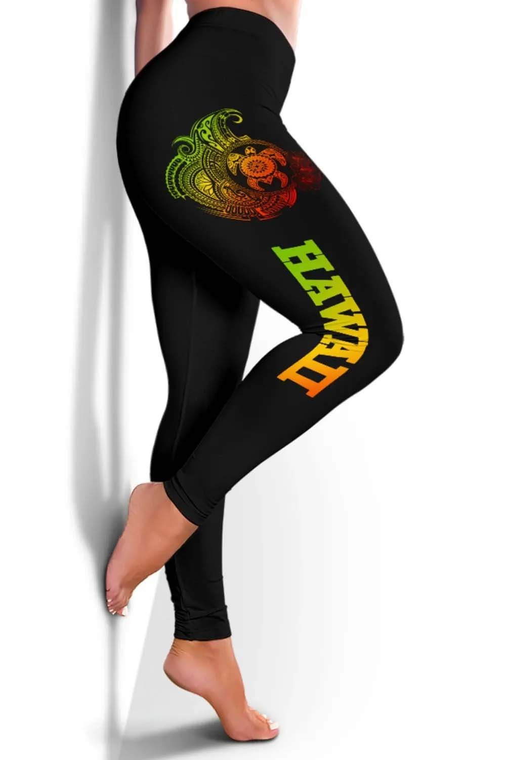 Hawaii Polynesian Legging  - Vintage Polynesian Turtle (Reggae)