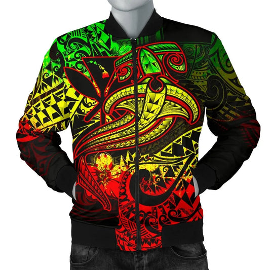 Hawaii Polynesian Bomber Jacket - Kanaka Maoli Reggae Shark Polynesian Tattoo