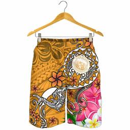 Hawaii Polynesian Men Shorts - Hawaii Seal With Turtle Plumeria (Gold)