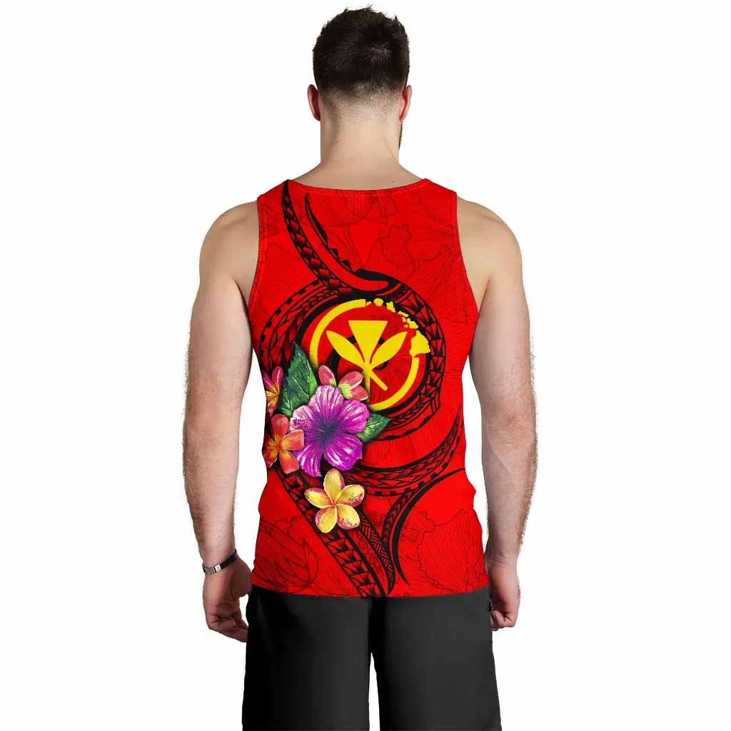 Hawaii Polynesian Men Tank Top - Floral With Seal Red