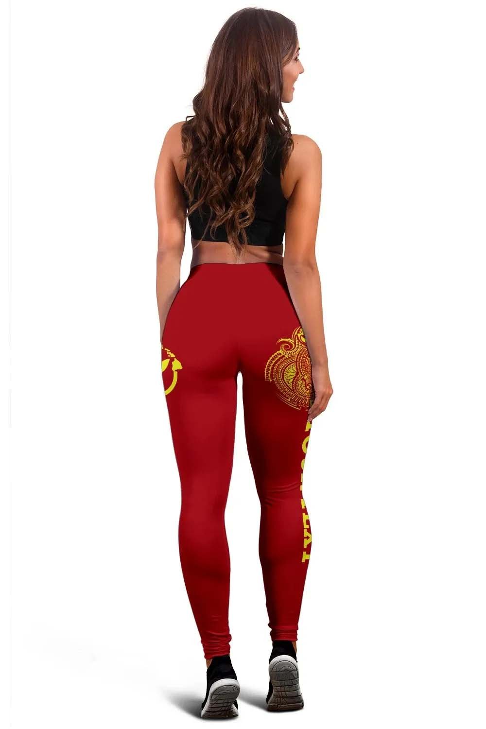 Hawaii Polynesian Personalised Legging - Vintage Polynesian Turtle (Red)