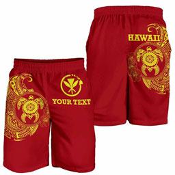 Hawaii Polynesian Personalised Men Shorts - Vintage Polynesian Turtle (Red)