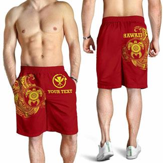 Hawaii Polynesian Personalised Men Shorts - Vintage Polynesian Turtle (Red)