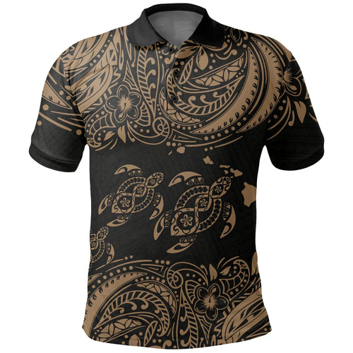 Hawaii Polo Shirt - Polynesian Gold Sea Turtle