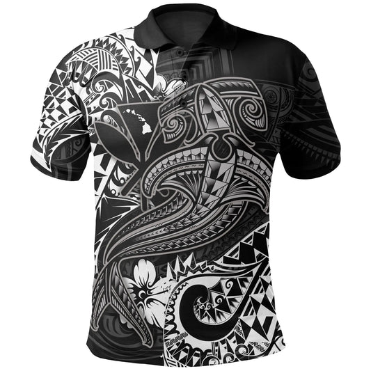 Hawaii Polynesian Polo Shirt - Kanaka Maoli White Shark Polynesian Tattoo