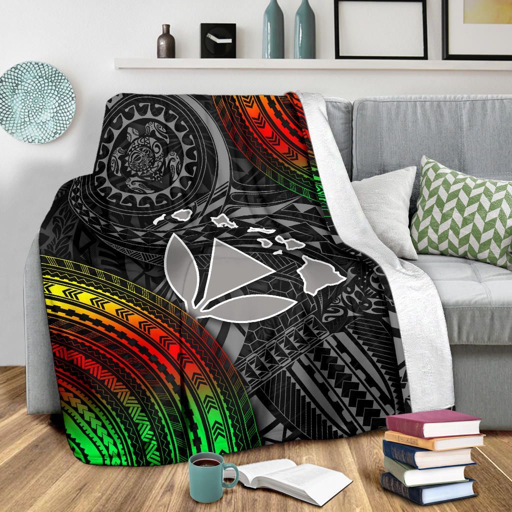 Hawaii Polynesian Premium Blanket - Kanaka Maoli Hawaiian Map