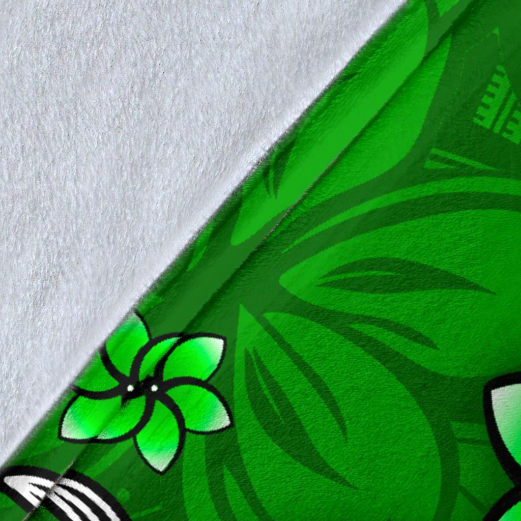 Hawaii Polynesian Premium Blankets - Hawaii Seal With Turtle Plumeria (Green)