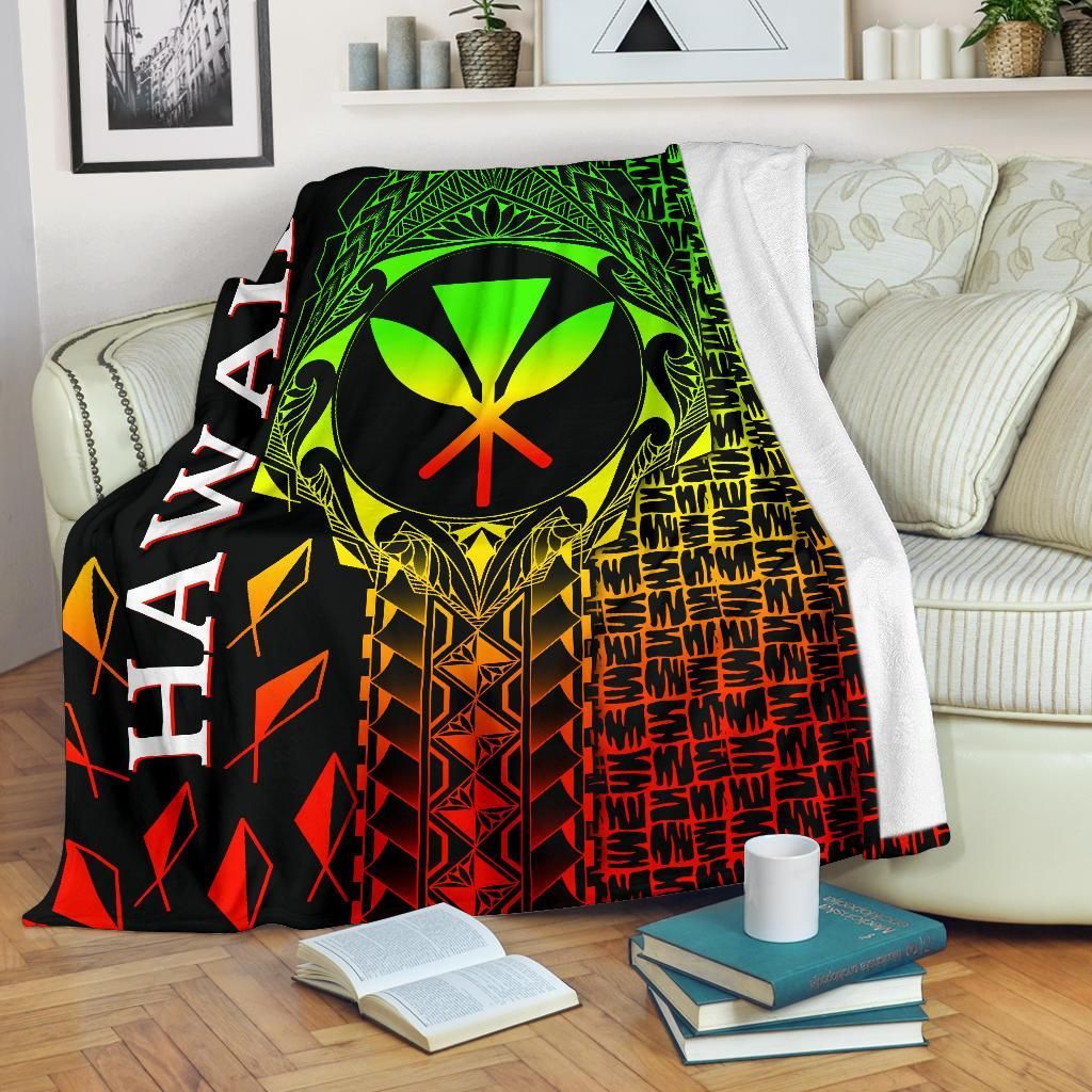 Hawaii Premium Blanket - Kanaka Maoli Rocket Style (Reggae)
