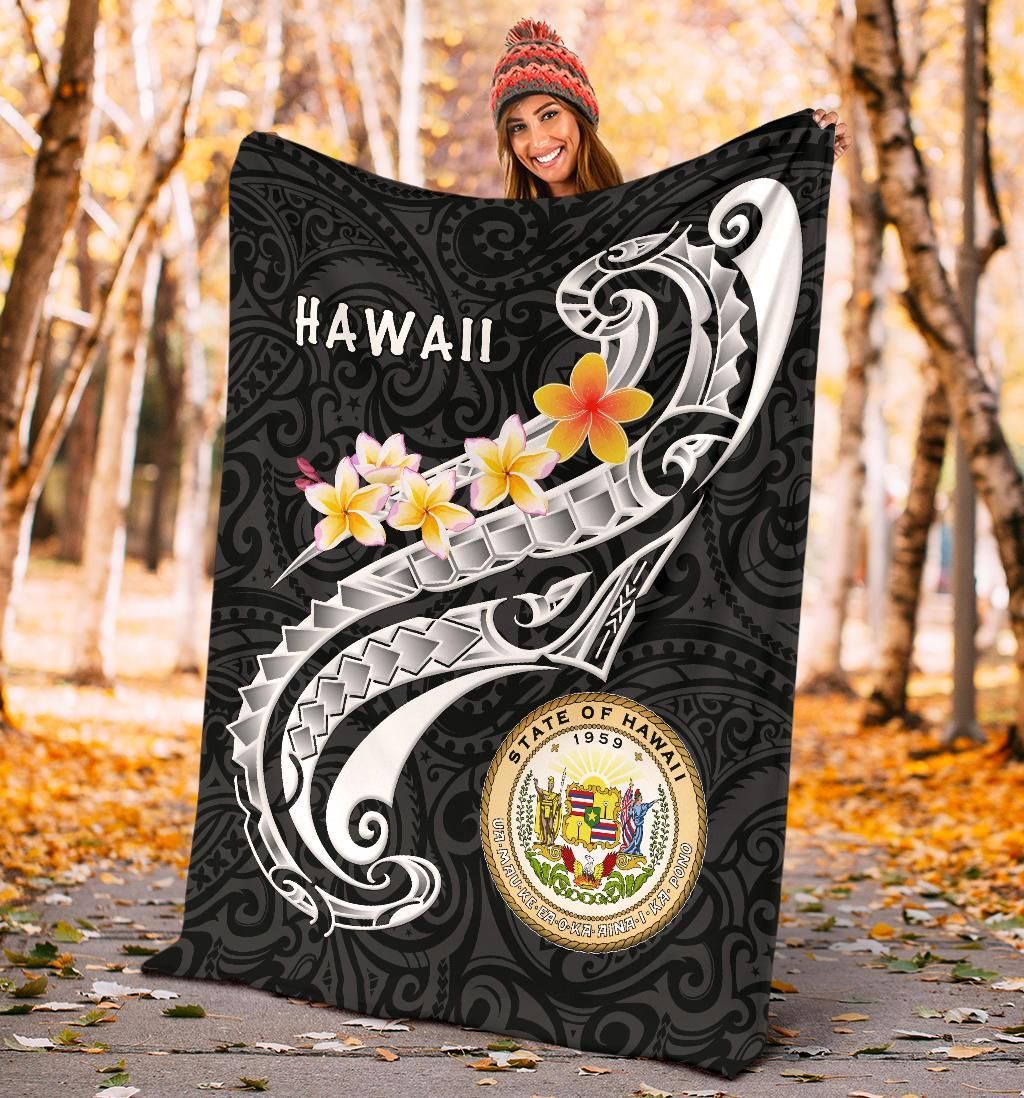 Hawaii Premium Blanket - Seal Polynesian Patterns Plumeria