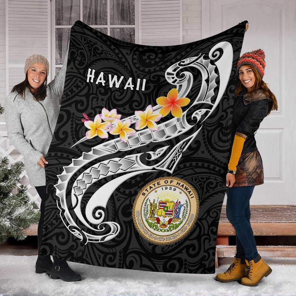 Hawaii Premium Blanket - Seal Polynesian Patterns Plumeria