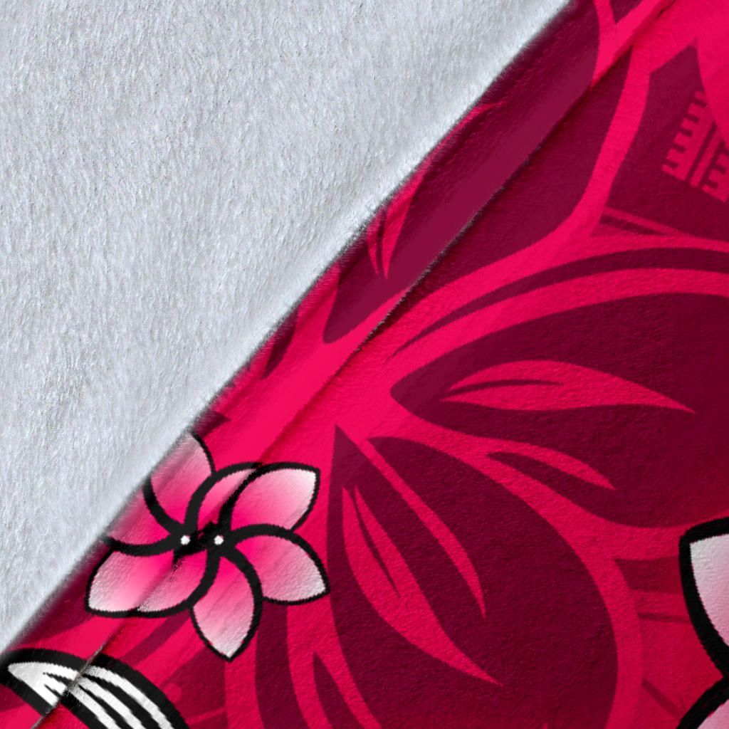 Hawaii Premium Blanket - Turtle Plumeria Polynesian Tattoo Pink Color