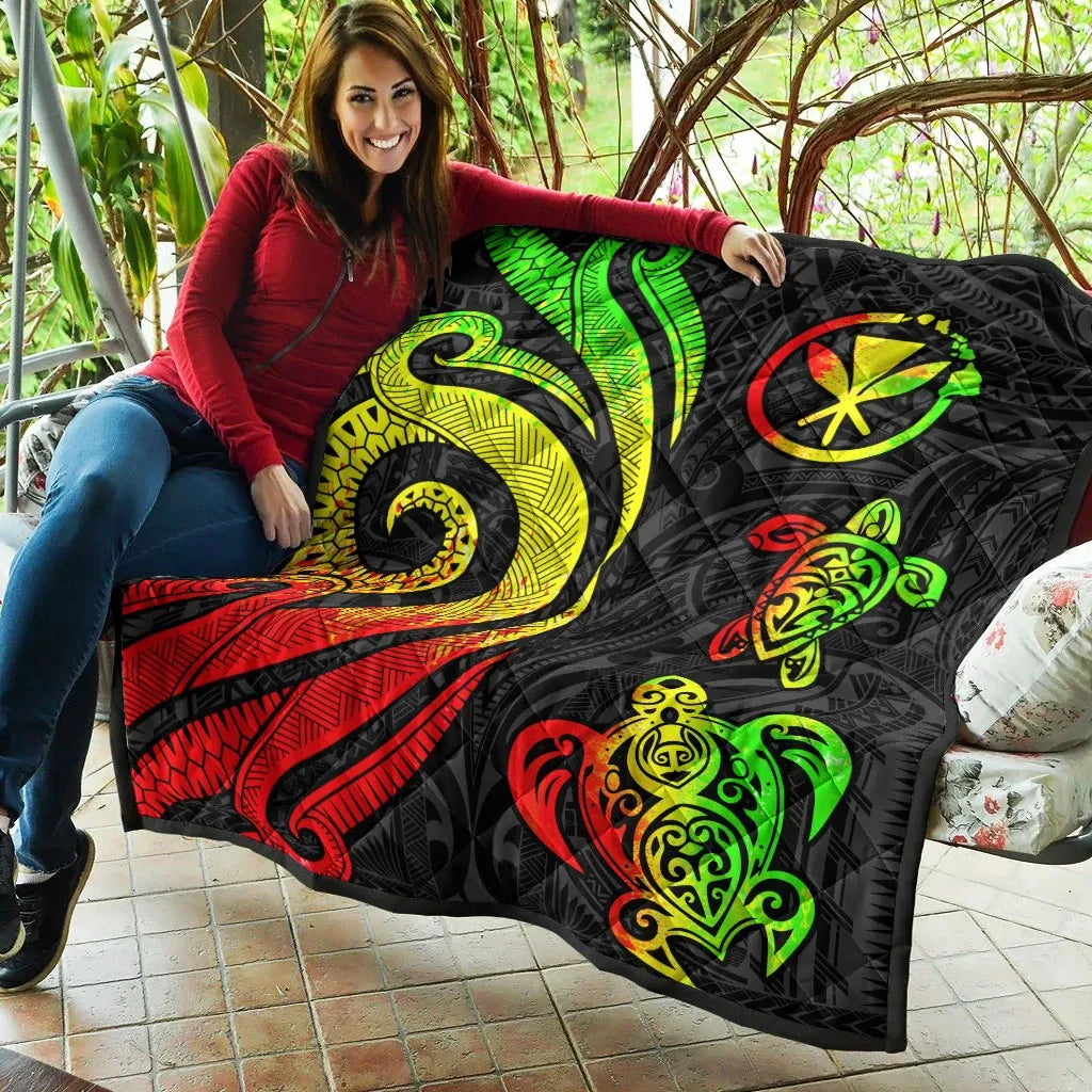 Hawaii Premium Quilt - Reggae Tentacle Turtle
