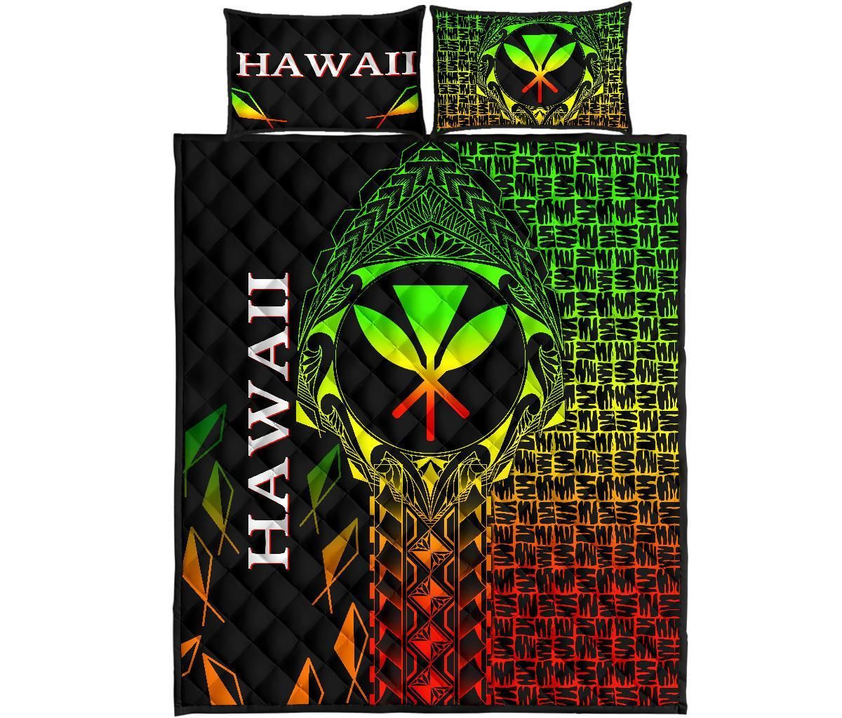 Hawaii Quilt Bed Set - Kanaka Maoli Rocket Style (Reggae)