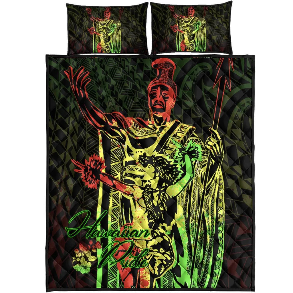 Hawaii Quilt Bed Set - King Of Hawaii With Hawaiian Girls Reggae Version