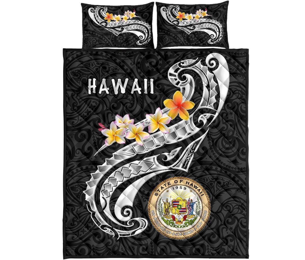 Hawaii Quilt Bed Set - Seal Polynesian Patterns Plumeria