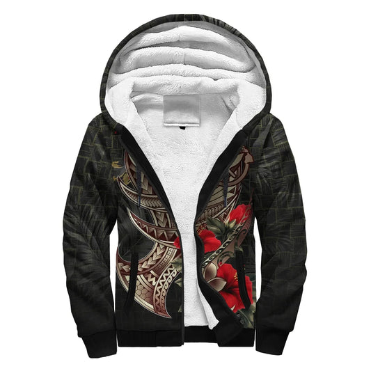 Hawaii Sherpa Hoodie - Kanaka Maoli Polynesian Tribal Tattoo