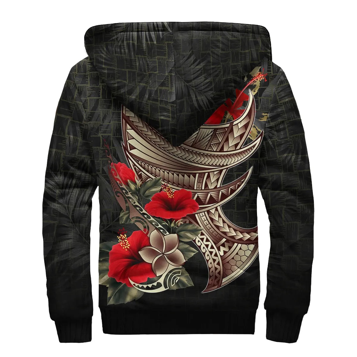 Hawaii Sherpa Hoodie - Kanaka Maoli Polynesian Tribal Tattoo