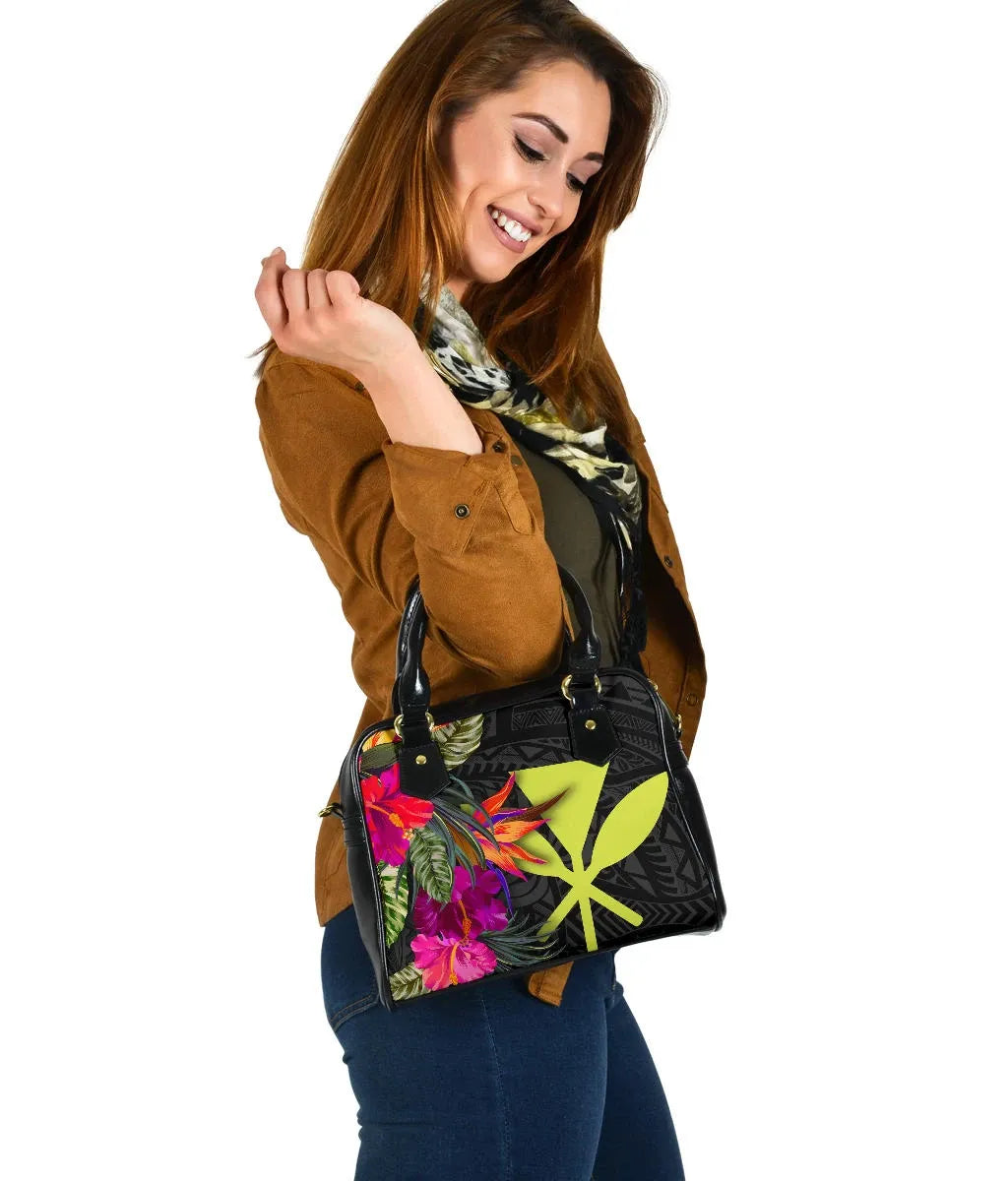Hawaii Shoulder Handbag - Hibiscus Polynesian Pattern