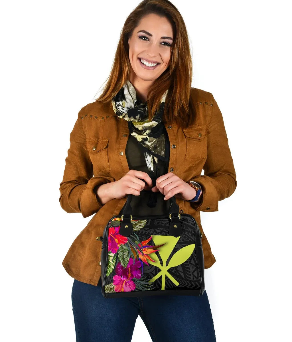 Hawaii Shoulder Handbag - Hibiscus Polynesian Pattern