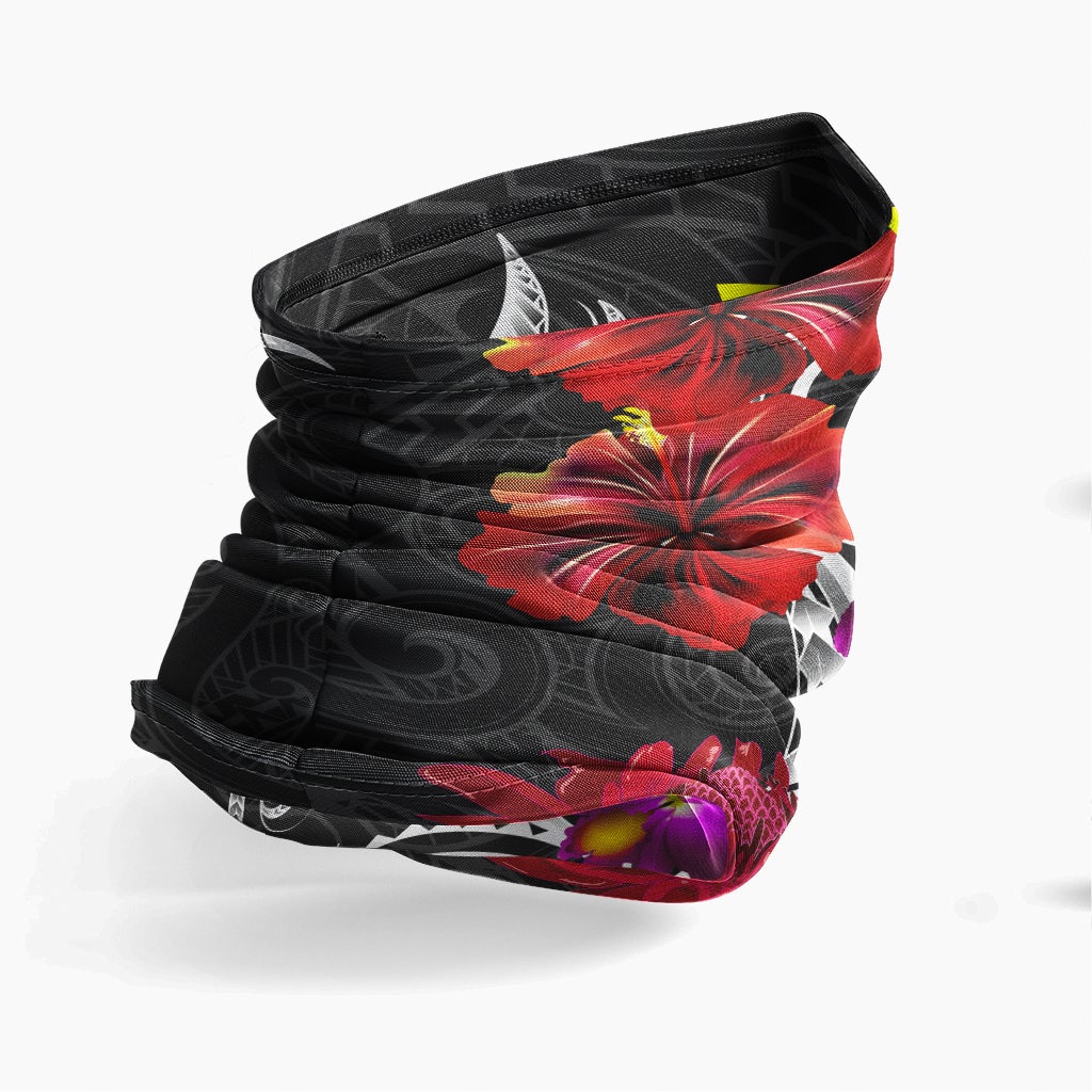 Hawaii Neck Gaiter Tropical Flower with Polynesian Pattern