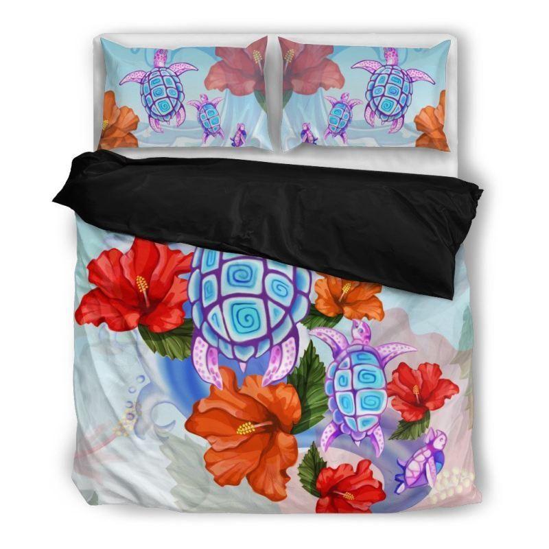 Hawaiian Duvet Cover Set - Turtle And Hibiscus 01