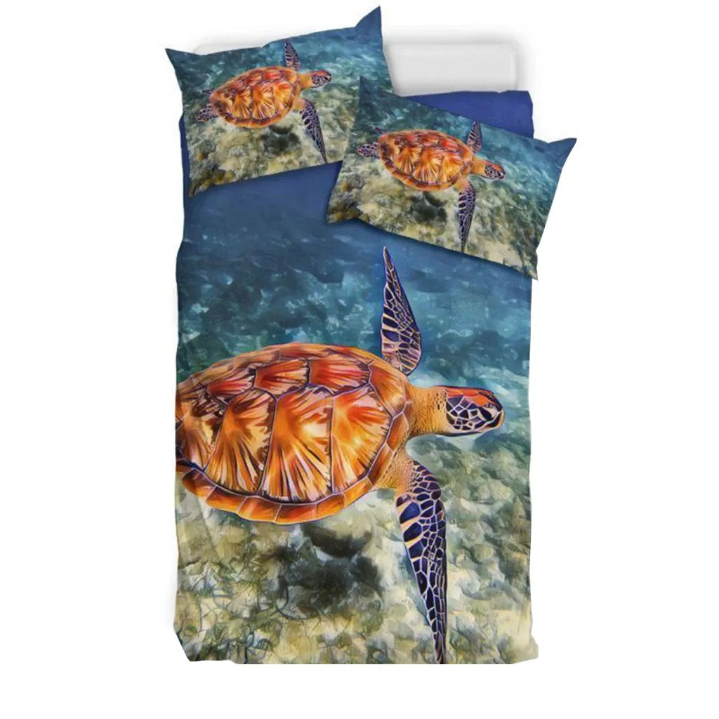 Hawaiian Duvet Cover Set - Hawaii Sea Turtle 03