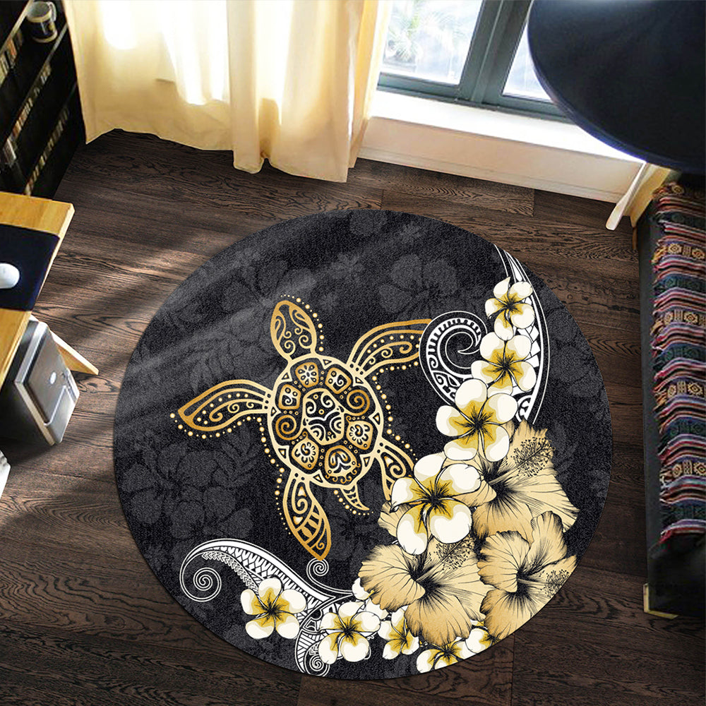 Hawaii Round Rug Hawaii Turtle Gold Tropical