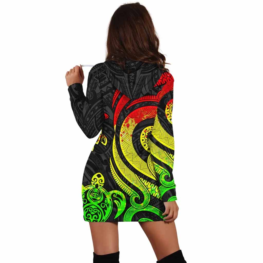Hawaii Female Hoodie Dress - Reggae Tentacle Turtle