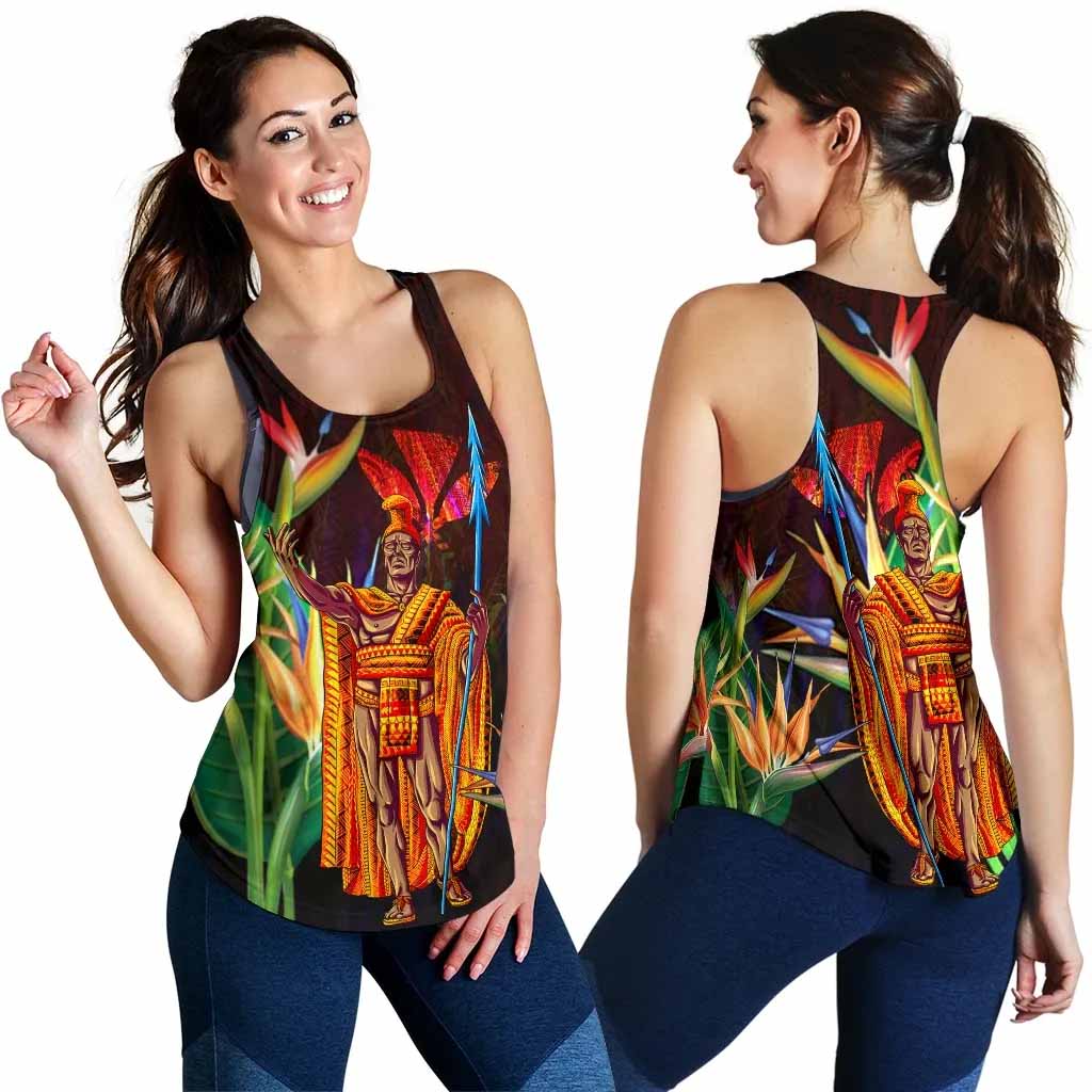 Hawaii Women Racerback Tank - Hawaii King With Bird of Paradise