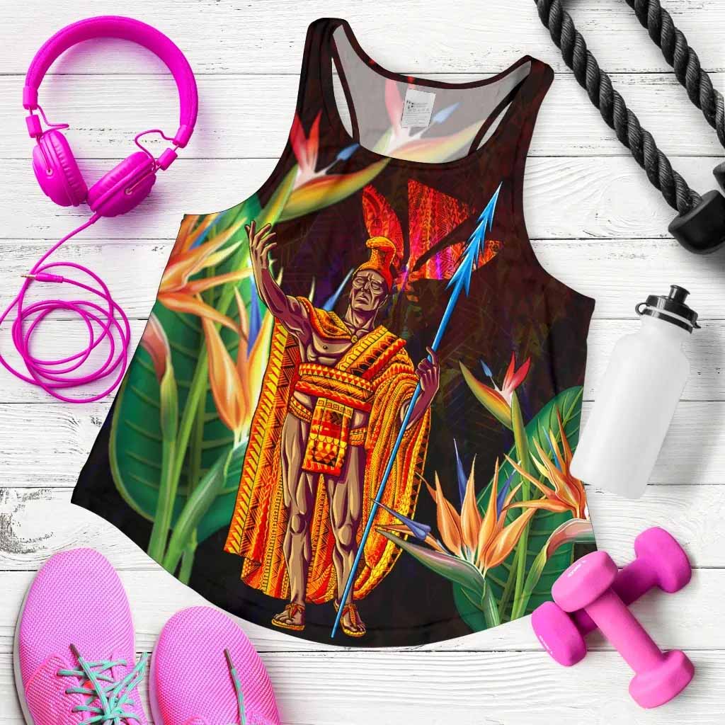 Hawaii Women Racerback Tank - Hawaii King With Bird of Paradise