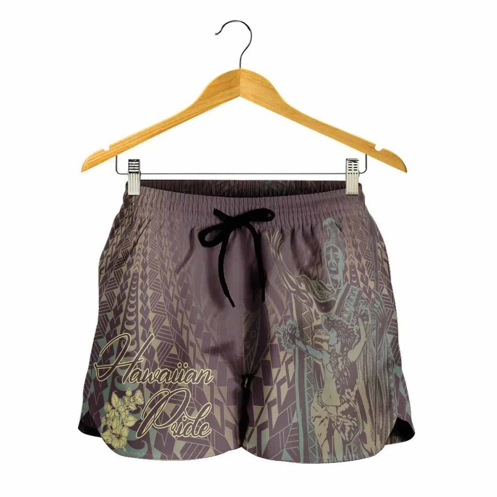 Hawaii Women Shorts - King Of Hawaii With Hawaiian Girls Brown Version