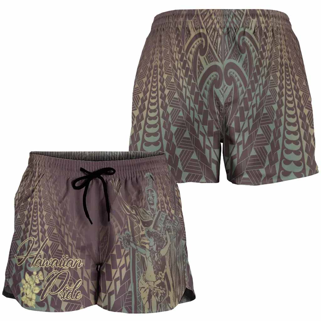 Hawaii Women Shorts - King Of Hawaii With Hawaiian Girls Brown Version