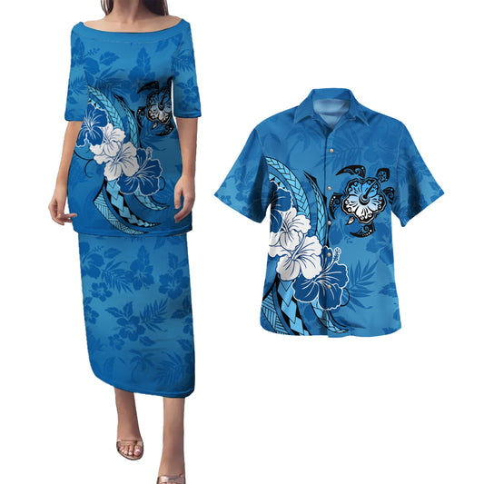 Hawaii Combo Puletasi And Shirt Polynesian Hibiscus