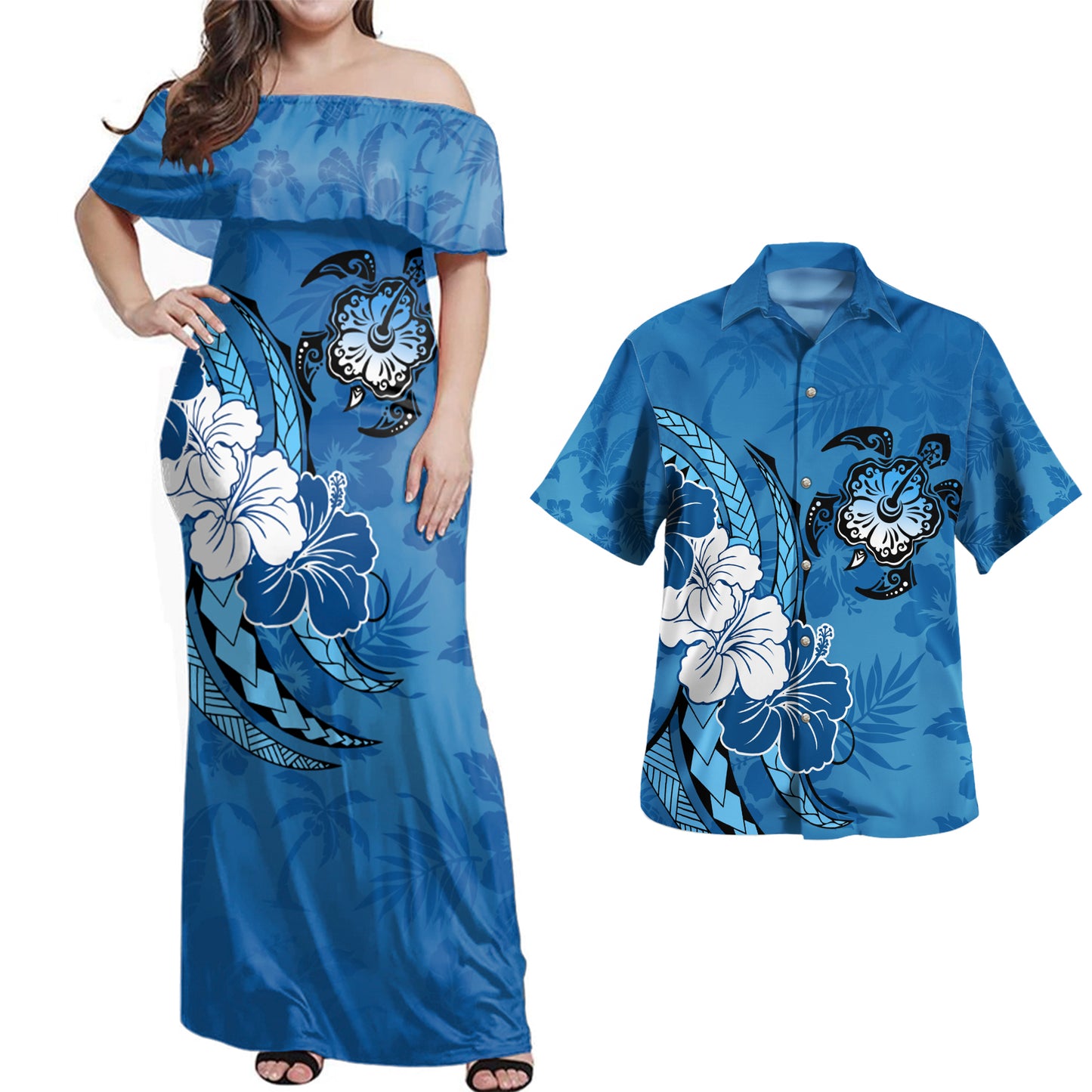 Hawaii Polynesian Combo Dress And Shirt Polynesian Hibiscus