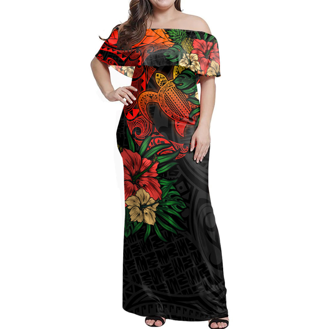 Hawaii Combo Dress And Hawaiian Shirt Polynesian Turtle Tropical