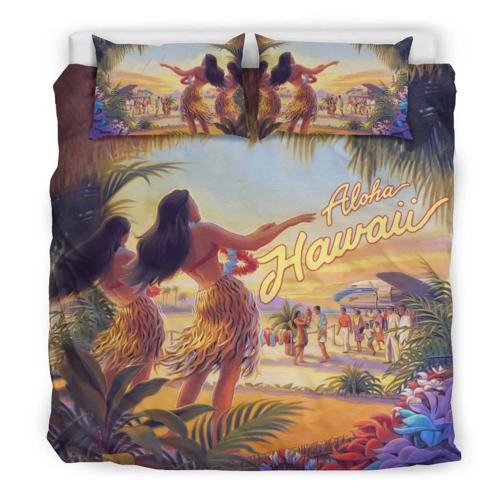 Hawaiian Duvet Cover Set - Aloha Hawaii Dancing